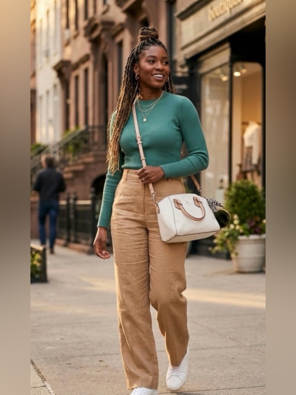 Kate Spade Cream Leather Satchel Crossbody Bag | Neutral Everyday Classic